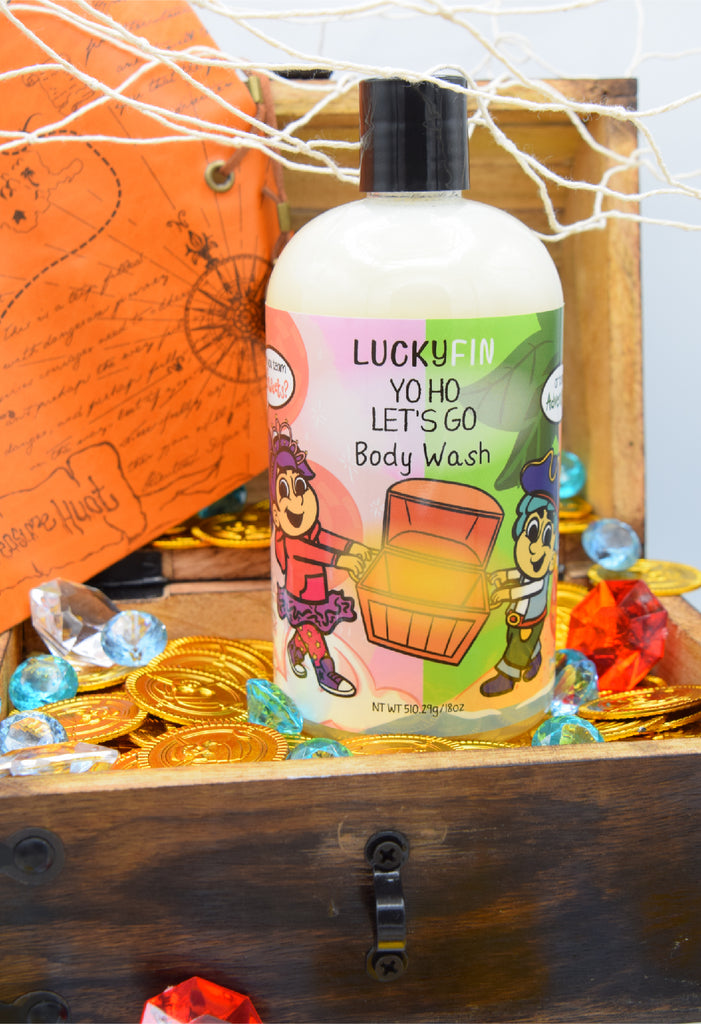 LuckyFin 18oz bottle castile body wash, yo ho let's go scent